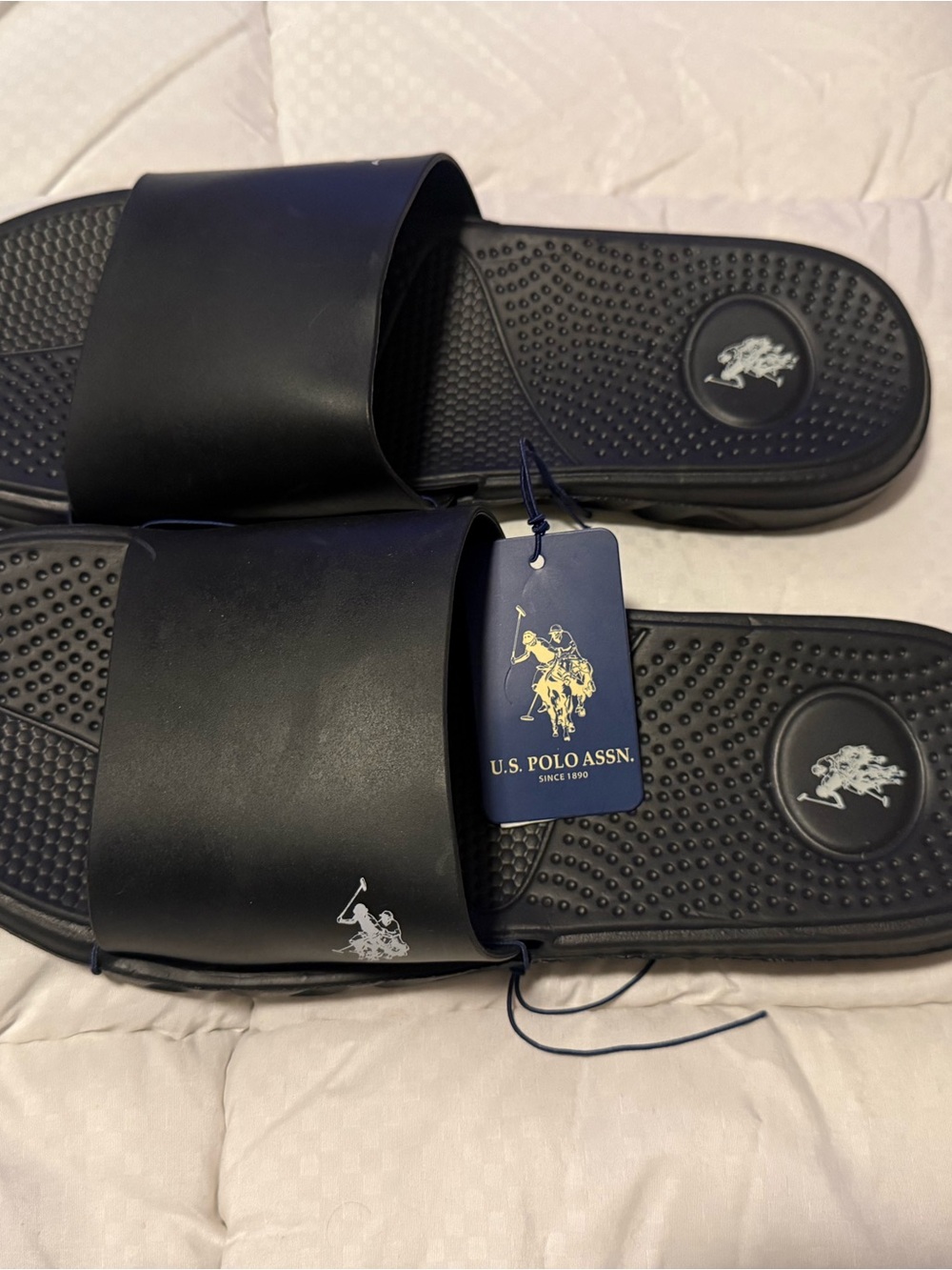 U.S. Polo Assn. Men's Black Slide Sandals with Logo